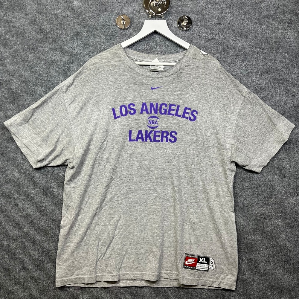 Vintage Los Angeles Lakers Nike NBA T-Shirt Adults Gray Basketball Sports - XL